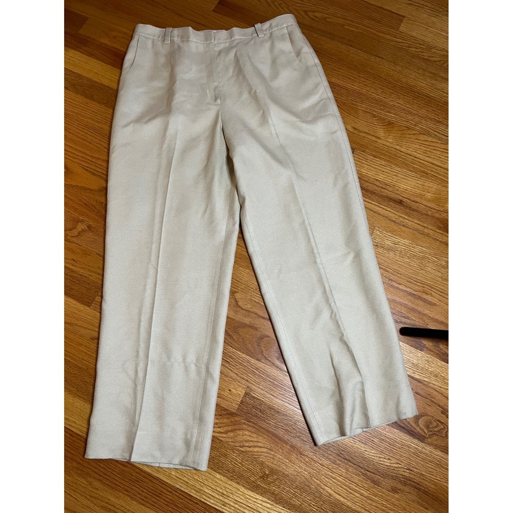 Talbots Womens Beige Silk Blend Straight Leg Dress Pants 18 Lined Professional